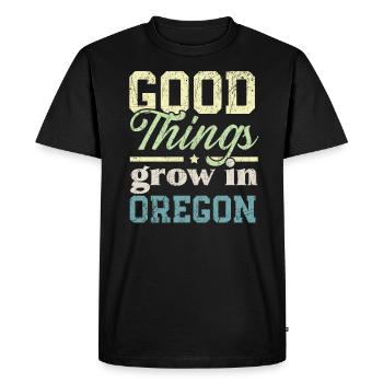 Good Things Grow In Oregon USA America Oregonians - Men's Premium Organic T-Shirt - black - Front - Nico (187cm)