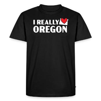 I Really Love Oregon USA America Oregonians - Men's Premium Organic T-Shirt - black - Front - Nico (187cm)
