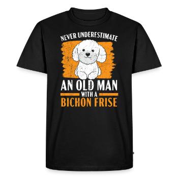 Ne sous-estimez jamais un vieil homme avec un Bichon Frise - T-shirt Premium bio Homme - noir - Devant - Nico (187cm)