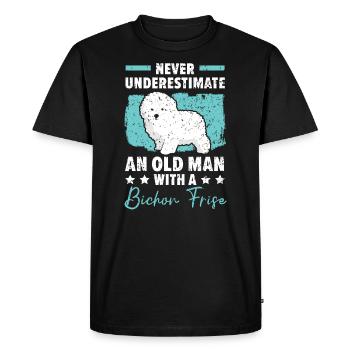 Ne sous-estimez jamais un vieil homme avec un Bichon Frise - T-shirt Premium bio Homme - noir - Devant - Nico (187cm)