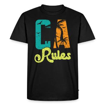 CA Rules California USA America Californian - Men's Premium Organic T-Shirt - black - Front - Nico (187cm)