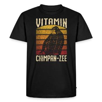 Vitamine Chimpanzé Singe Animal Zookeeper - T-shirt Premium bio Homme - noir - Devant - Nico (187cm)