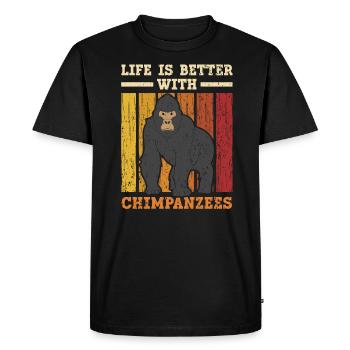 Life Is Better With Chimpanzees Monkey Zookeeper - Men's Premium Organic T-Shirt - black - Front - Nico (187cm)