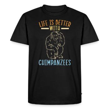 Life Is Better With Chimpanzees Monkey Zookeeper - Men's Premium Organic T-Shirt - black - Front - Nico (187cm)