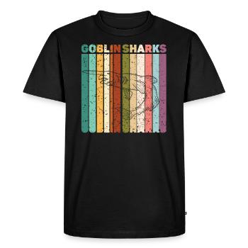 Retro Goblin Shark Animal Lover Marine Biologist - Men's Premium Organic T-Shirt - black - Front - Nico (187cm)