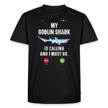 My Goblin Shark Is Calling And I Must Go Animal - Men's Premium Organic T-Shirt - black - Front - Nico (187cm)