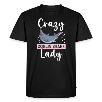 Crazy Goblin Shark Lady Animal Marine Biologist - Men's Premium Organic T-Shirt - black - Front - Nico (187cm)