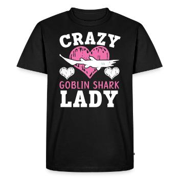 Crazy Goblin Shark Lady Animal Marine Biologist - Men's Premium Organic T-Shirt - black - Front - Nico (187cm)