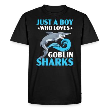 Just A Boy Who Loves Goblin Sharks Animal Lover - Men's Premium Organic T-Shirt - black - Front - Nico (187cm)