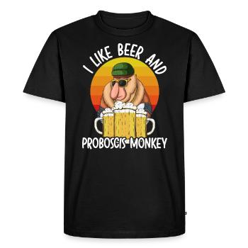 J’aime la bière et Proboscis Monkey Animal Zookeeper - T-shirt Premium bio Homme - noir - Devant - Nico (187cm)