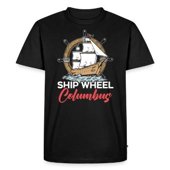 Roue de navire Columbus Day Christophe Colomb - T-shirt Premium bio Homme - noir - Devant - Nico (187cm)