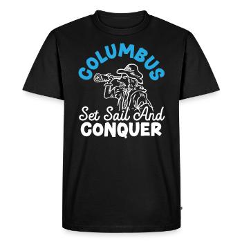 Colomb met les voiles et conquiert Christophe Colomb - T-shirt Premium bio Homme - noir - Devant - Nico (187cm)