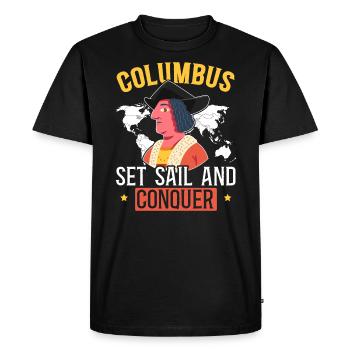 Colomb met les voiles et conquiert Christophe Colomb - T-shirt Premium bio Homme - noir - Devant - Nico (187cm)