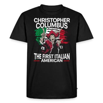 Christophe Colomb le premier Italo-Américain - T-shirt Premium bio Homme - noir - Devant - Nico (187cm)