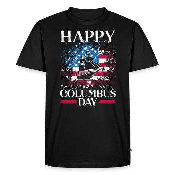 Happy Columbus Day Christopher Columbus Navigator - Men's Premium Organic T-Shirt - black - Front - Nico (187cm)