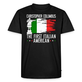 Christophe Colomb le premier Italo-Américain - T-shirt Premium bio Homme - noir - Devant - Nico (187cm)