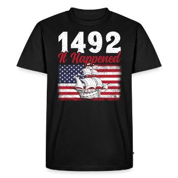 Columbus Day Christophe Colomb Navigateur - T-shirt Premium bio Homme - noir - Devant - Nico (187cm)