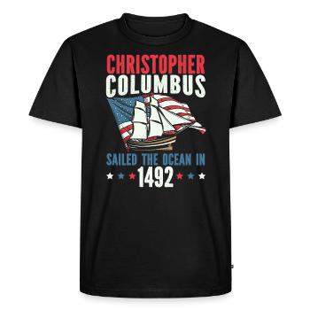 Christophe Colomb a navigué sur l’océan en 1492 - T-shirt Premium bio Homme - noir - Devant - Nico (187cm)