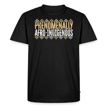 Phénoménalement afro-indigène amérindien - T-shirt Premium bio Homme - noir - Devant - Nico (187cm)