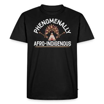 Phénoménalement afro-indigène amérindien - T-shirt Premium bio Homme - noir - Devant - Nico (187cm)