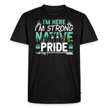 Je suis ici Je suis fort Fierté autochtone Autochtone - T-shirt Premium bio Homme - noir - Devant - Nico (187cm)