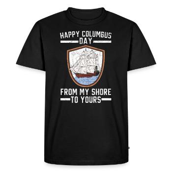 Bonne journée de Christophe Colomb de mon rivage au vôtre - T-shirt Premium bio Homme - noir - Devant - Nico (187cm)
