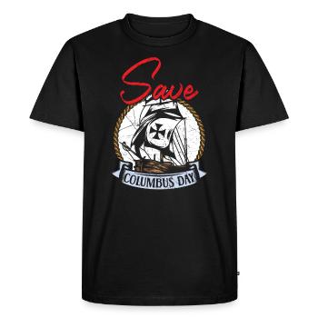 Sauvez Columbus Day Christophe Colomb Navigator - T-shirt Premium bio Homme - noir - Devant - Nico (187cm)
