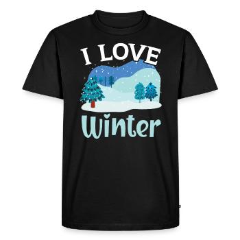 J’aime l’hiver Neige Climat enneigé Saison d’hiver - T-shirt Premium bio Homme - noir - Devant - Nico (187cm)