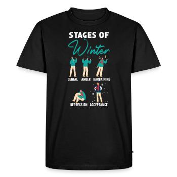Étapes de la neige d’hiver Climat enneigé Saison d’hiver - T-shirt Premium bio Homme - noir - Devant - Nico (187cm)