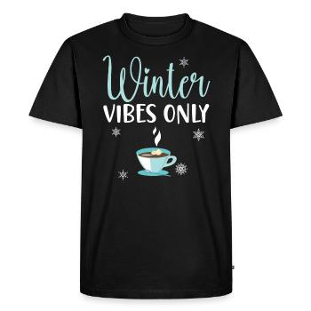 Ambiances d’hiver seulement Neige NeigeUse Saison d’hiver Café - T-shirt Premium bio Homme - noir - Devant - Nico (187cm)