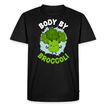 Body By Broccoli Vegetable Vegan Broccoholic - Men's Premium Organic T-Shirt - black - Front - Nico (187cm)