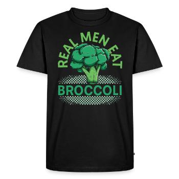 Real Men Eat Broccoli Broccoholic Vegetable Vegan - Men's Premium Organic T-Shirt - black - Front - Nico (187cm)