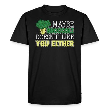 Peut-être que le brocoli ne vous aime pas non plus - T-shirt Premium bio Homme - noir - Devant - Nico (187cm)