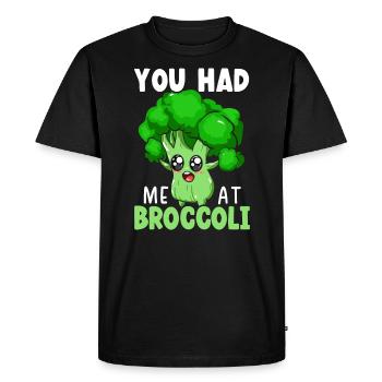 Vous m’avez eu au brocoli légume végétalien broccoholic - T-shirt Premium bio Homme - noir - Devant - Nico (187cm)