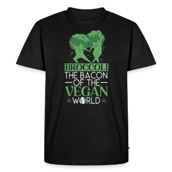 Broccoli The Bacon Of The Vegan World Broccoholic - Men's Premium Organic T-Shirt - black - Front - Nico (187cm)
