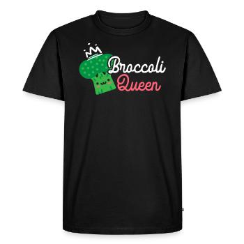 Broccoli Queen Broccoholic Vegetable Vegan - Men's Premium Organic T-Shirt - black - Front - Nico (187cm)