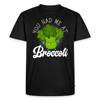 Vous m’avez eu au brocoli légume végétalien broccoholic - T-shirt Premium bio Homme - noir - Devant - Nico (187cm)