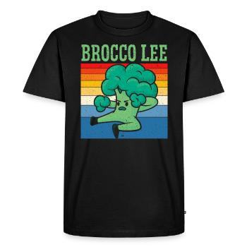 Brocco Lee Vegetable Vegetarian Vegan Broccoli - Men's Premium Organic T-Shirt - black - Front - Nico (187cm)