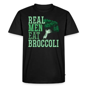 Real Men Eat Broccoli Broccoholic Vegetable Vegan - Men's Premium Organic T-Shirt - black - Front - Nico (187cm)