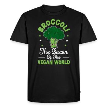 Broccoli The Bacon Of The Vegan World Broccoholic - Men's Premium Organic T-Shirt - black - Front - Nico (187cm)