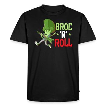 Broc N’Roll Broccoholic Légume Végétarien - T-shirt Premium bio Homme - noir - Devant - Nico (187cm)