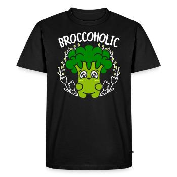 Broccoholic Vegetable Vegetarian Vegan Broccoli - Men's Premium Organic T-Shirt - black - Front - Nico (187cm)