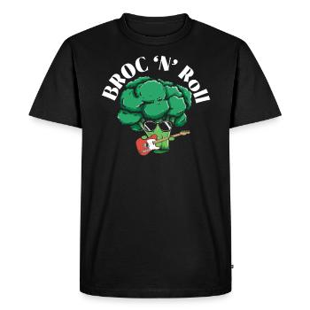 Broc N’Roll Broccoholic Légume Végétarien - T-shirt Premium bio Homme - noir - Devant - Nico (187cm)