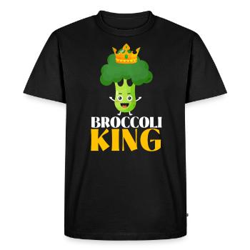 Broccoli King Broccoholic Vegetable Vegetarian - Men's Premium Organic T-Shirt - black - Front - Nico (187cm)