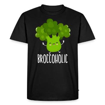 Broccoholic Vegetable Vegetarian Vegan Broccoli - Men's Premium Organic T-Shirt - black - Front - Nico (187cm)