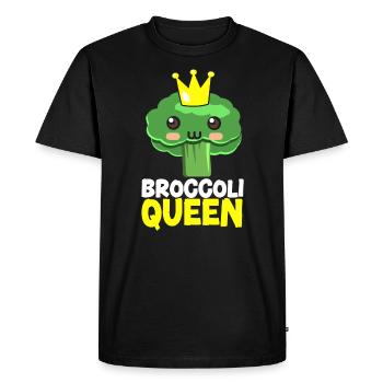 Broccoli Queen Broccoholic Vegetable Vegan - Men's Premium Organic T-Shirt - black - Front - Nico (187cm)