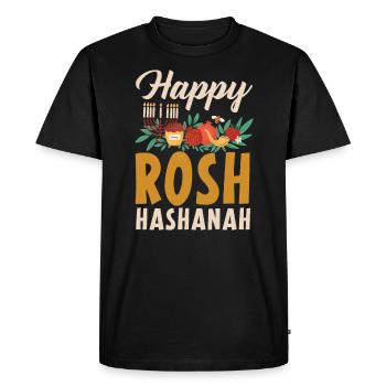 Joyeux Rosh Hashanah Shofar Juifs Nouvel An juif - T-shirt Premium bio Homme - noir - Devant - Nico (187cm)