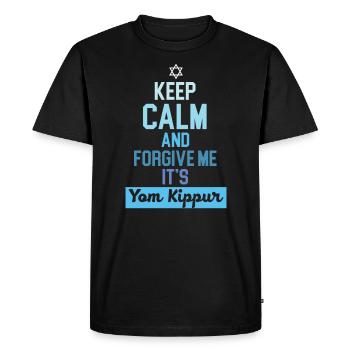 Keep Calm And Forgive It's Yom Kippur Jerusalem - Men's Premium Organic T-Shirt - black - Front - Nico (187cm)