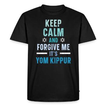Keep Calm And Forgive It's Yom Kippur Jerusalem - Men's Premium Organic T-Shirt - black - Front - Nico (187cm)