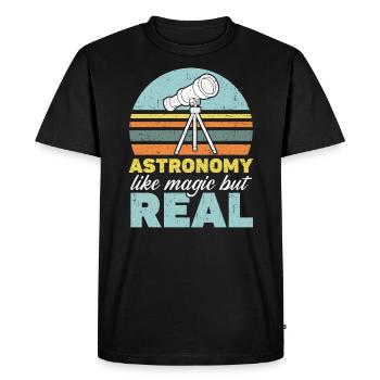Astronomy Is Like Magic But Real Astronomer - Men's Premium Organic T-Shirt - black - Front - Nico (187cm)